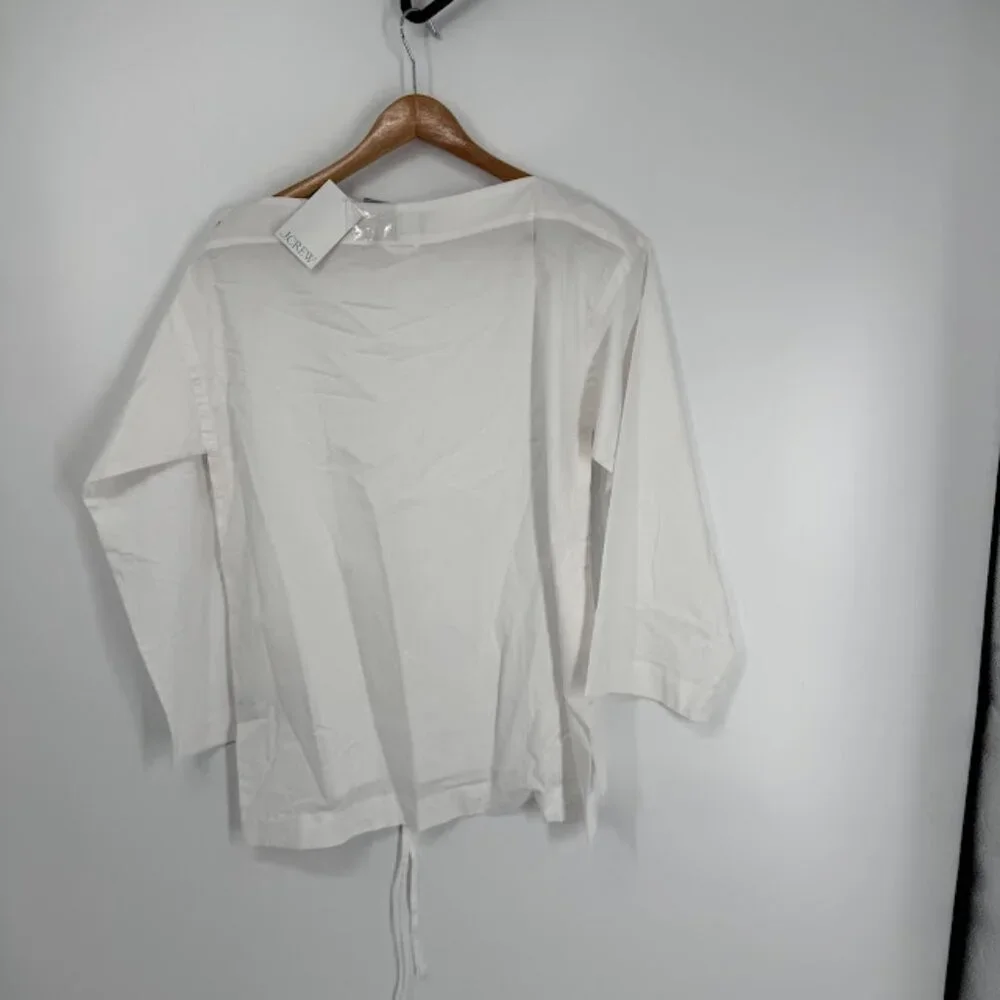J.Crew White Cotton Poplin Boatneck Ciel Top Size XS NWT - Picture 9 of 11